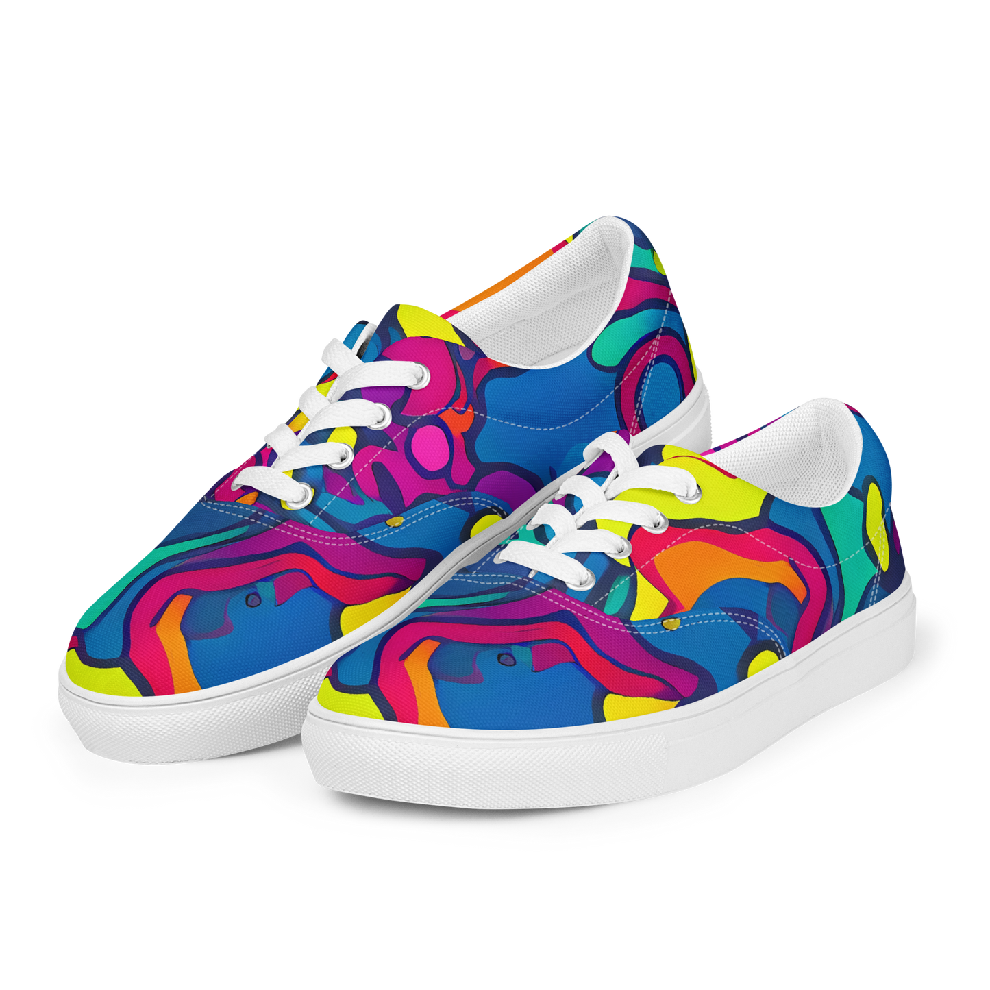 Women's Lace-Up Canvas Shoes - Colorful Chaos