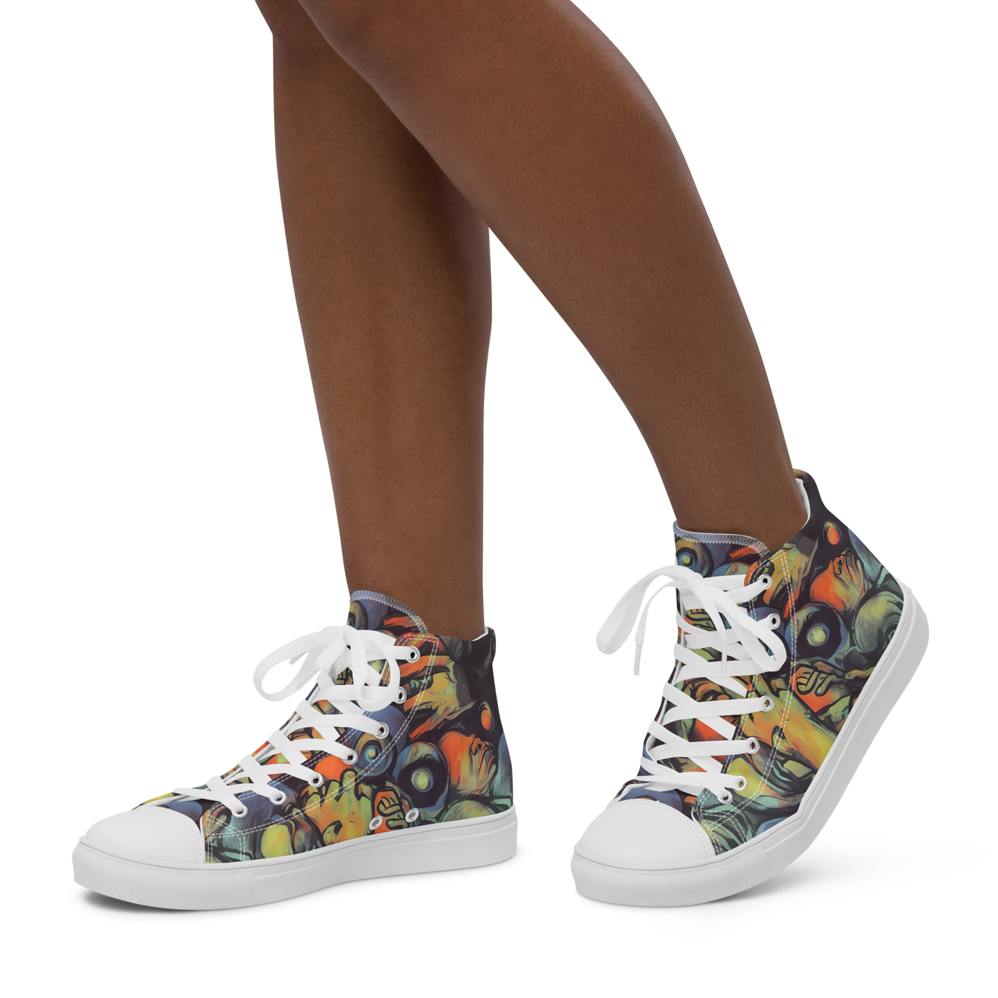 Women's High Top Canvas Shoes - Cosmic Scream