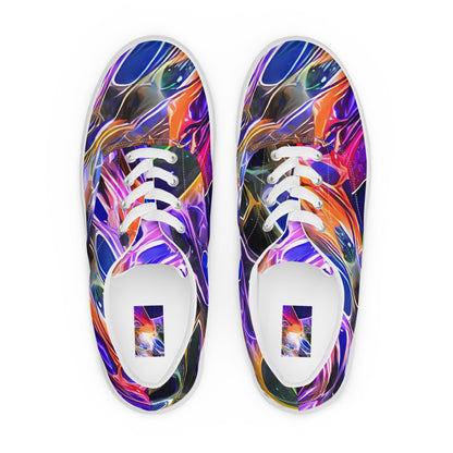 Women's Lace-Up Canvas Shoes - Neon Orbits