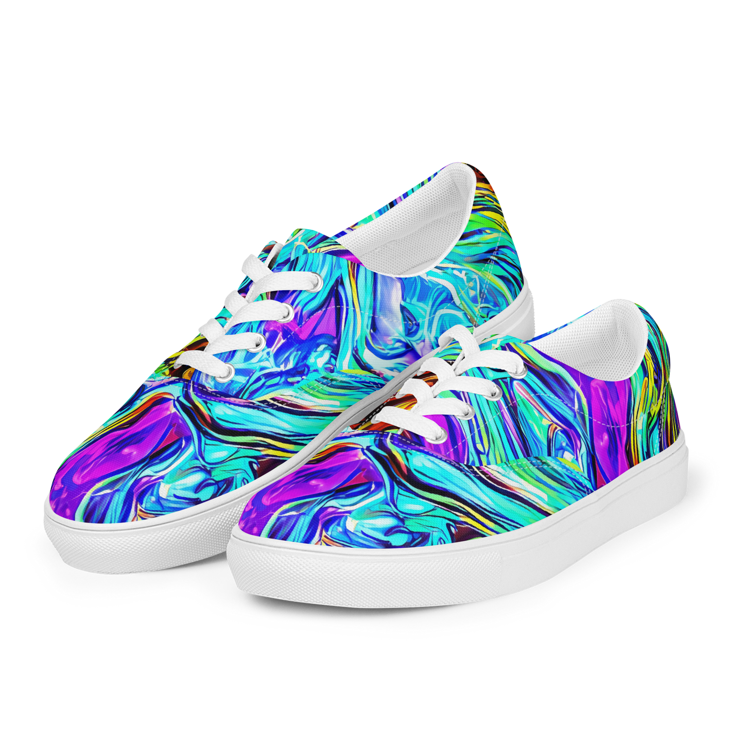 Women's Lace-Up Canvas Shoes - Mystic Iridescence