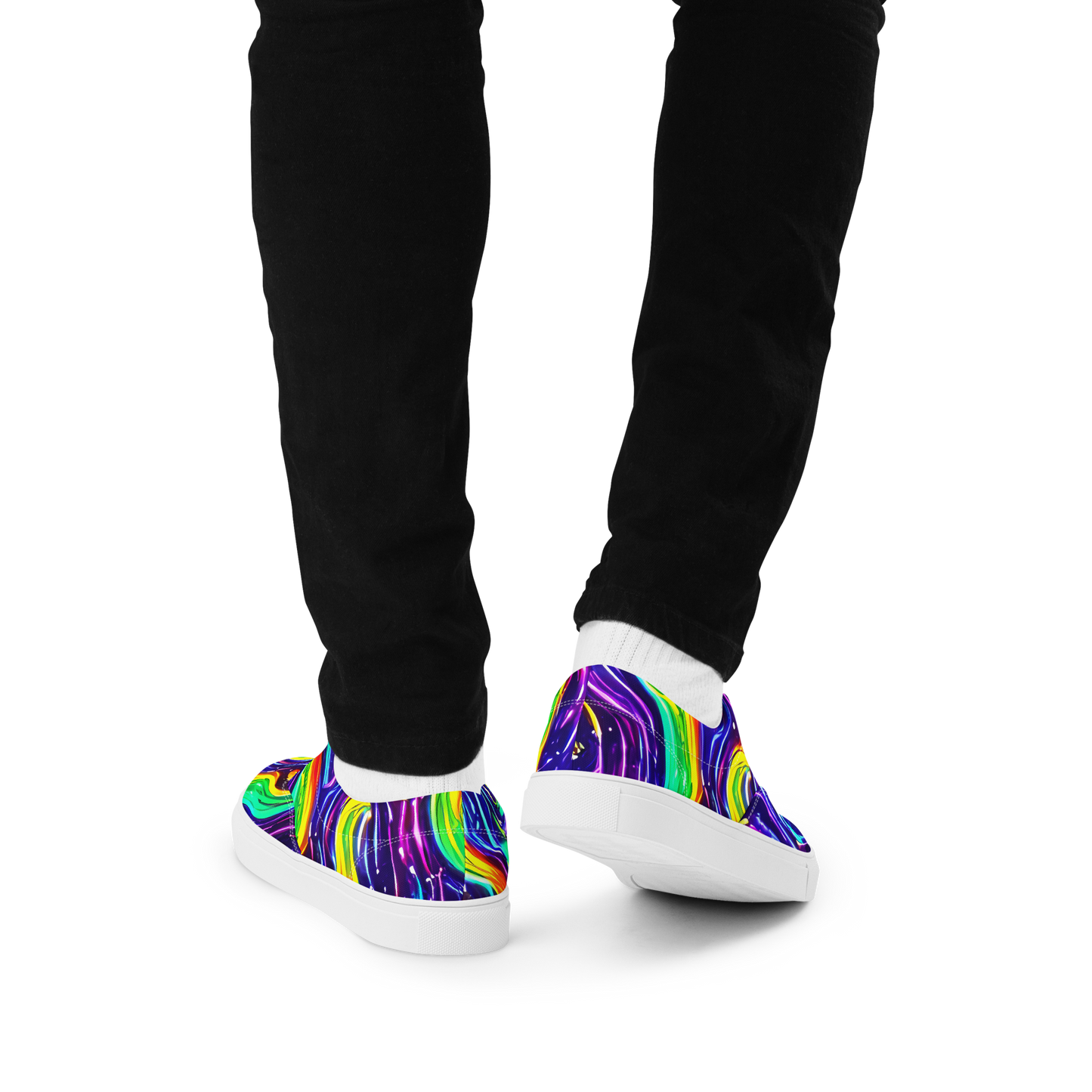 Men's Lace-Up Canvas Shoes - Galactic Flames