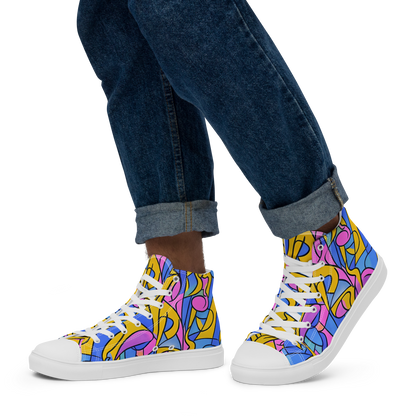 Men's High Top Canvas Shoes - Cosmic Curves