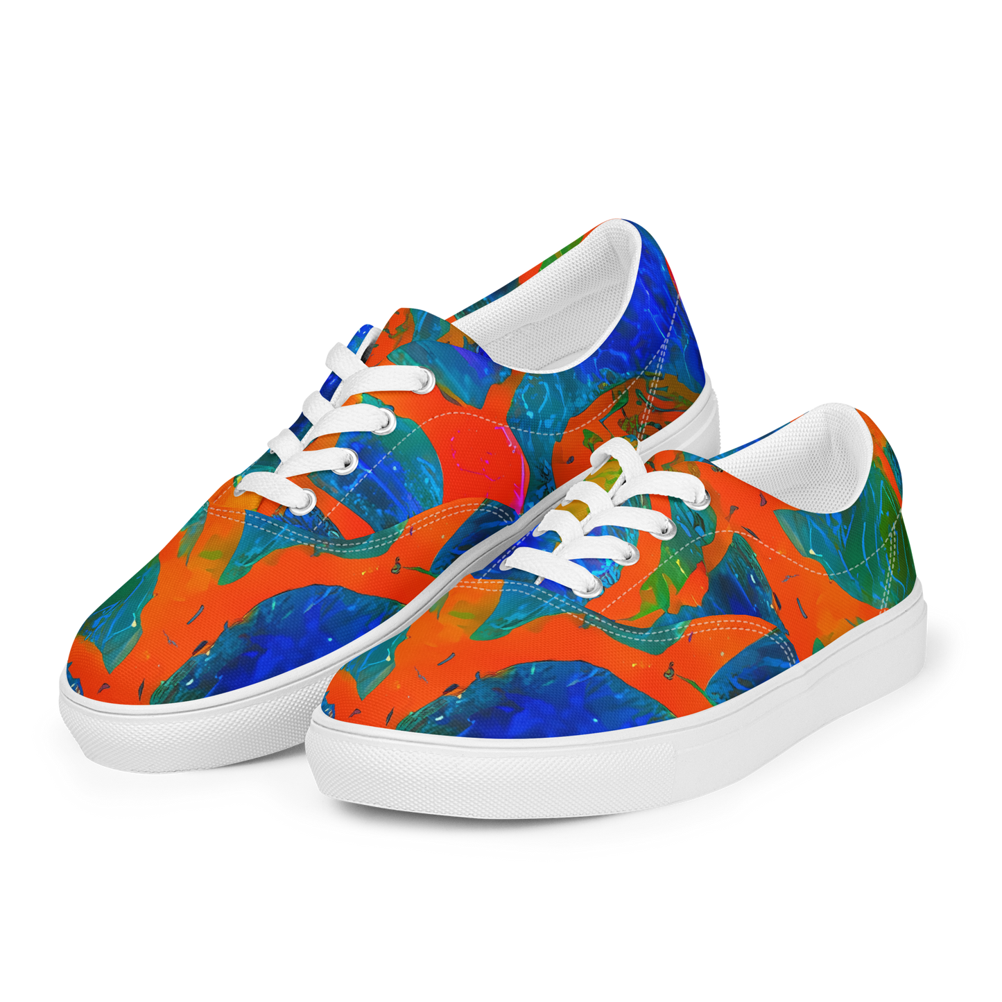 Women's Lace-Up Canvas Shoes - Vibrant Mosaic