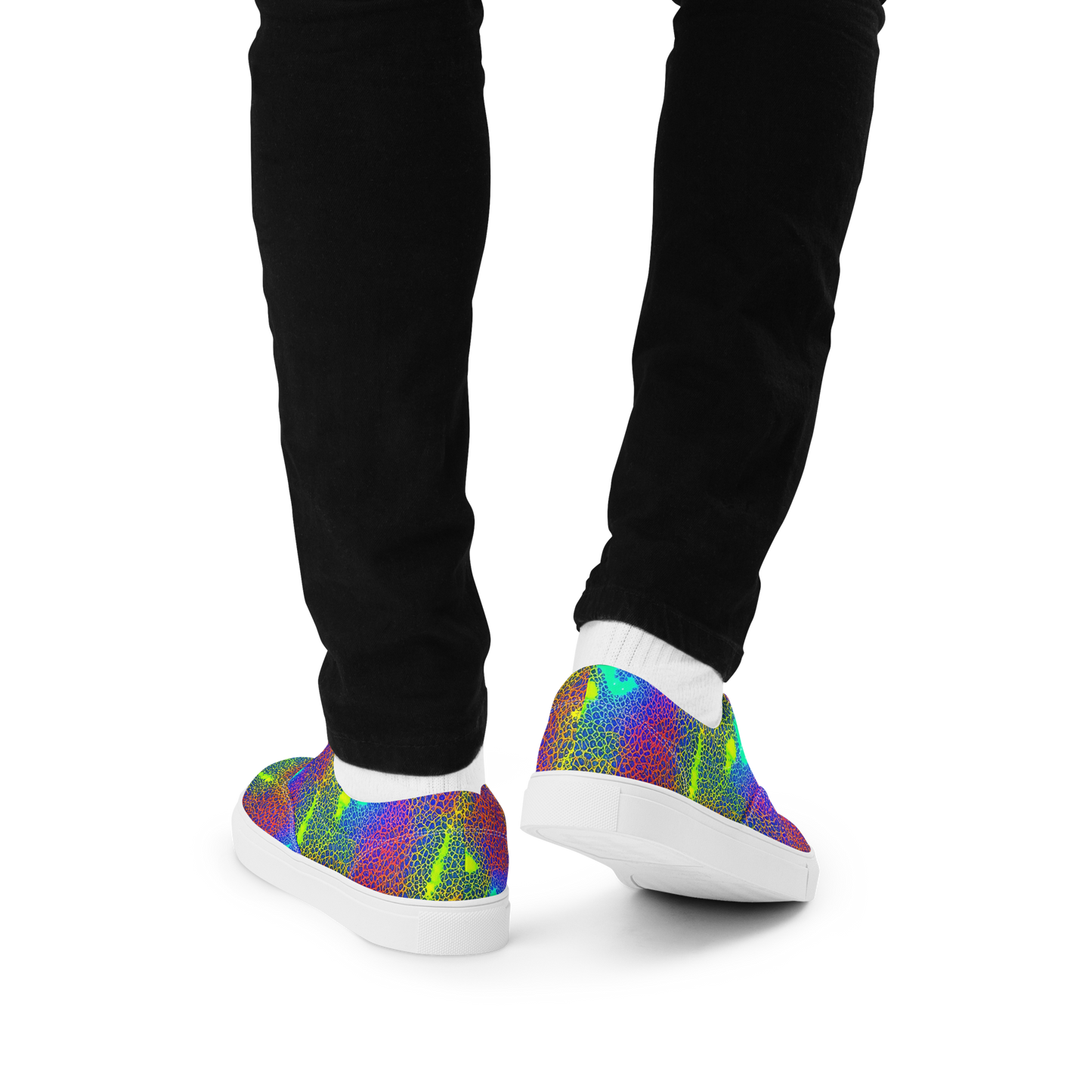 Men's Lace-Up Canvas Shoes - Prismatic Web