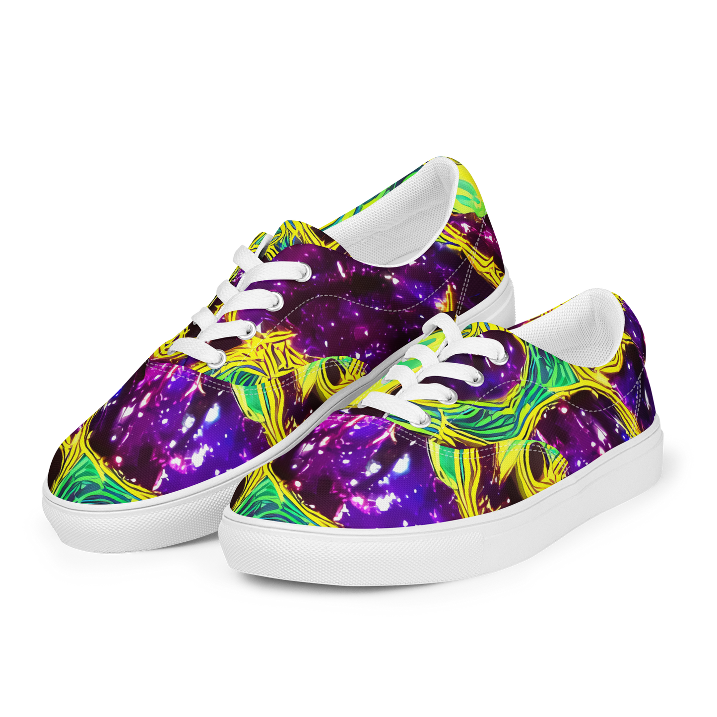 Women's Lace-Up Canvas Shoes - Galactic Web