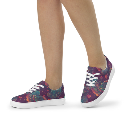 Women's Lace-Up Canvas Shoes - Nebula Dreamscape