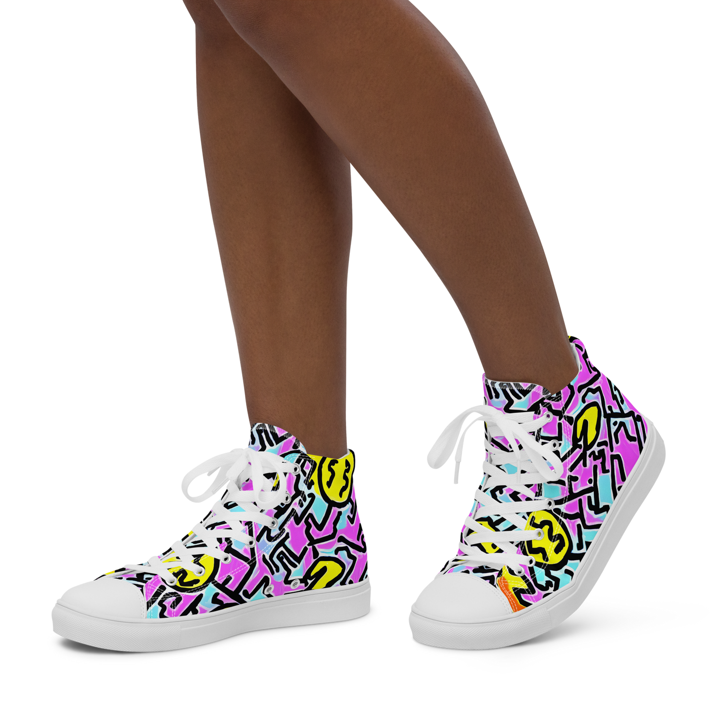 Women's High Top Canvas Shoes - Punk Doodles