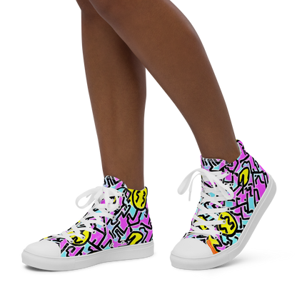 Women's High Top Canvas Shoes - Punk Doodles