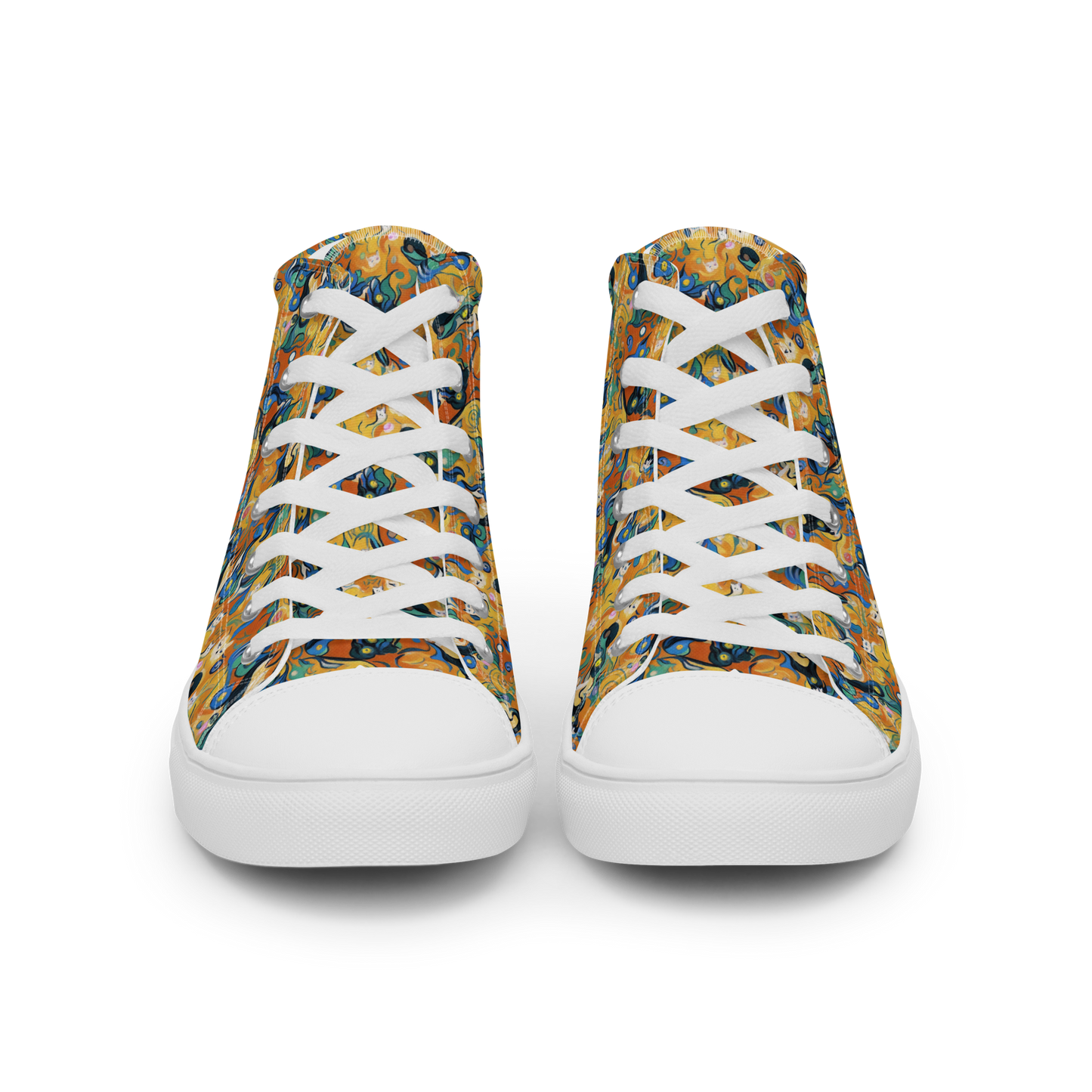 Women's High Top Canvas Shoes - Whimsical Feline Dance