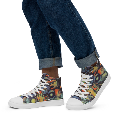 Men's High Top Canvas Shoes - Cosmic Scream