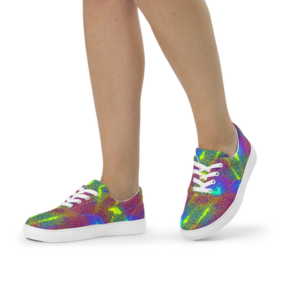 Women's Lace-Up Canvas Shoes - Prismatic Web