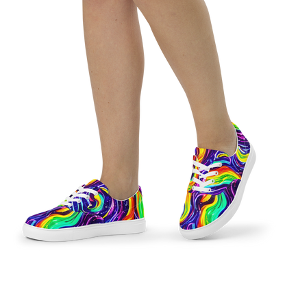 Women's Lace-Up Canvas Shoes - Galactic Flames