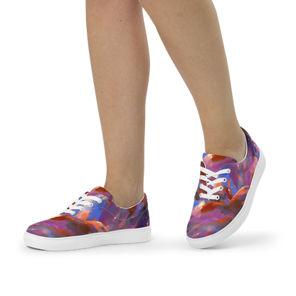 Women's Lace-Up Canvas Shoes - Celestial Brushstroke