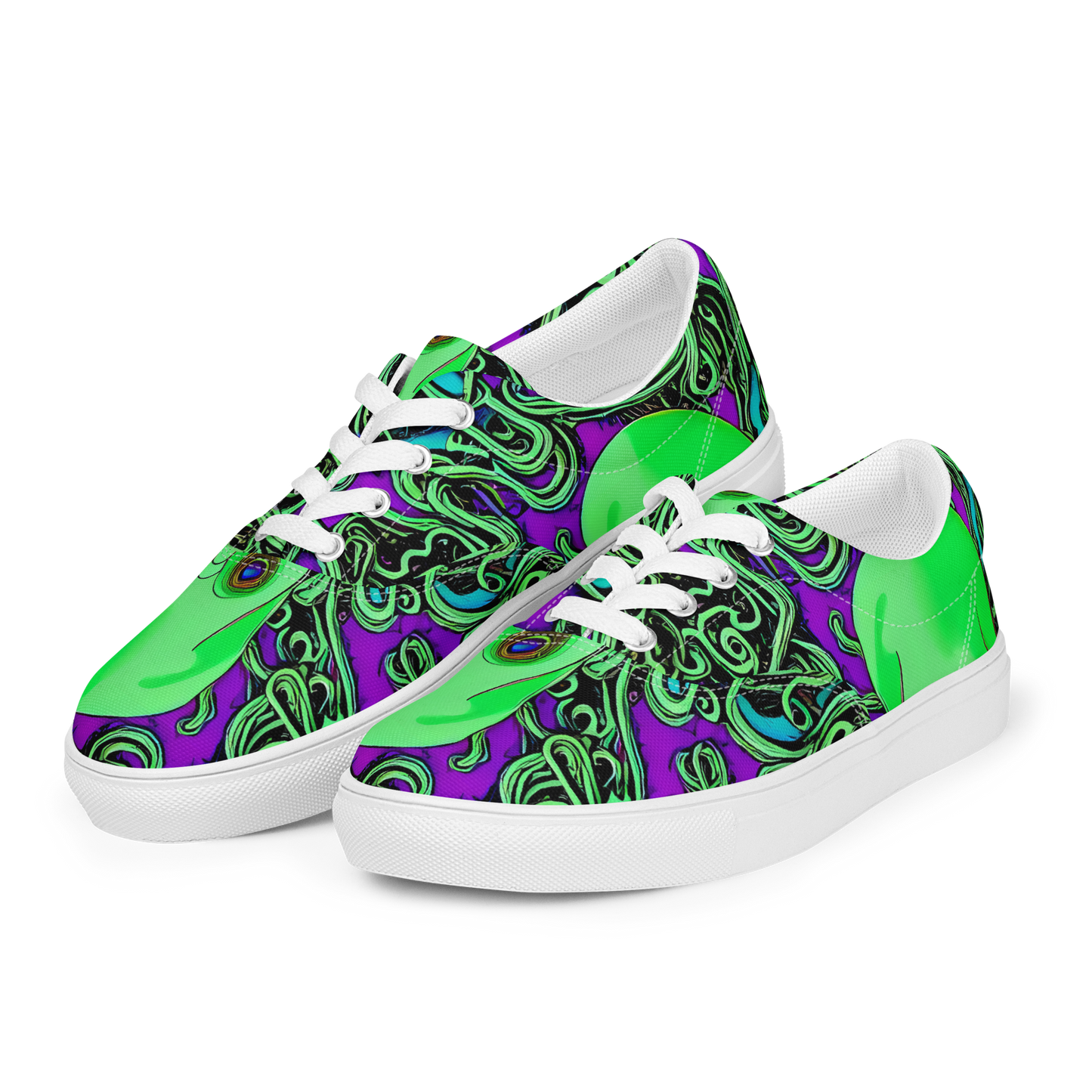 Men's Lace-Up Canvas Shoes - Ghostly Labyrinth