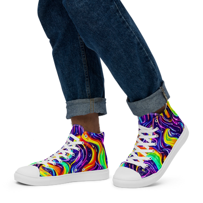 Men's High Top Canvas Shoes - Galactic Flames