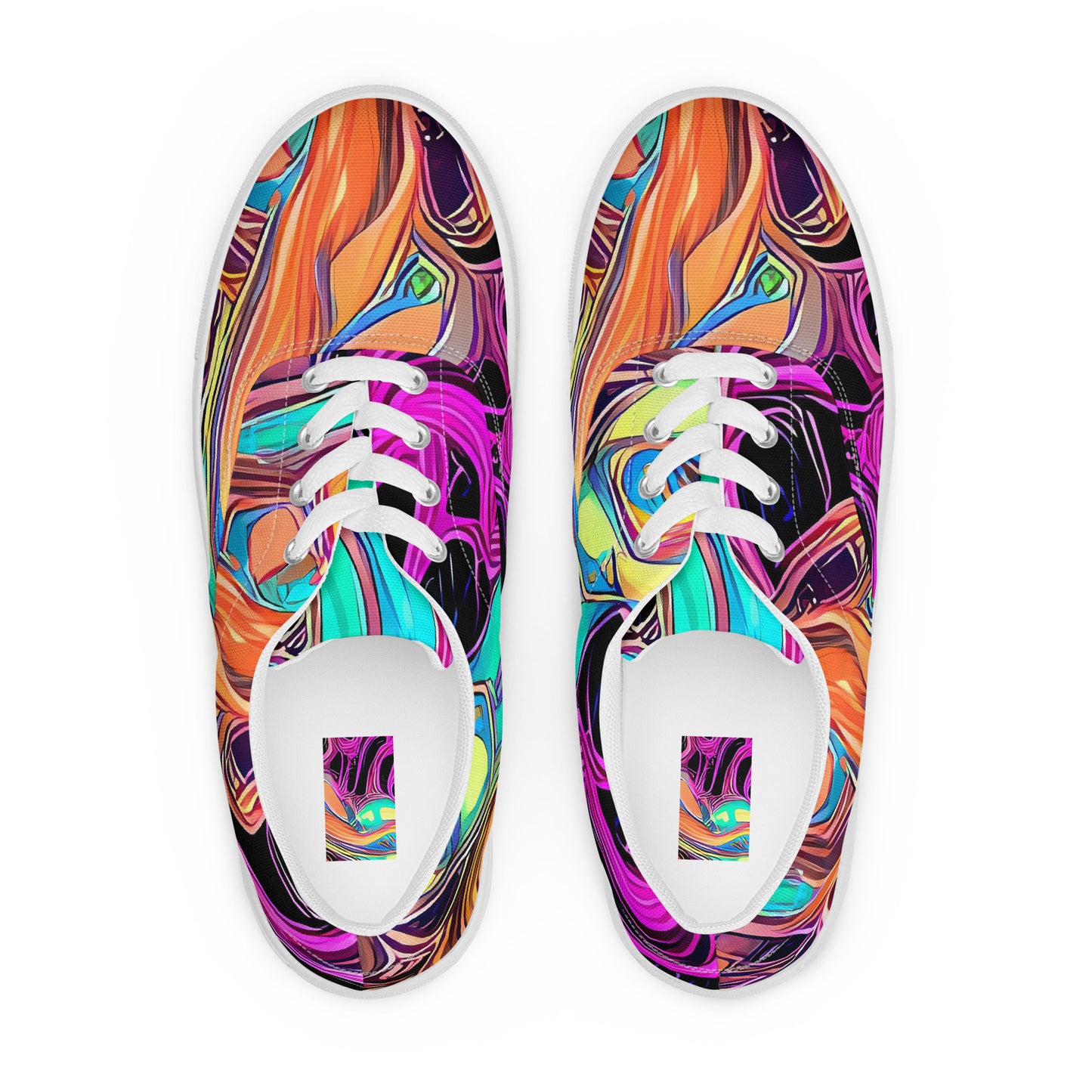 Women's Lace-Up Canvas Shoes - Neon Drizzle