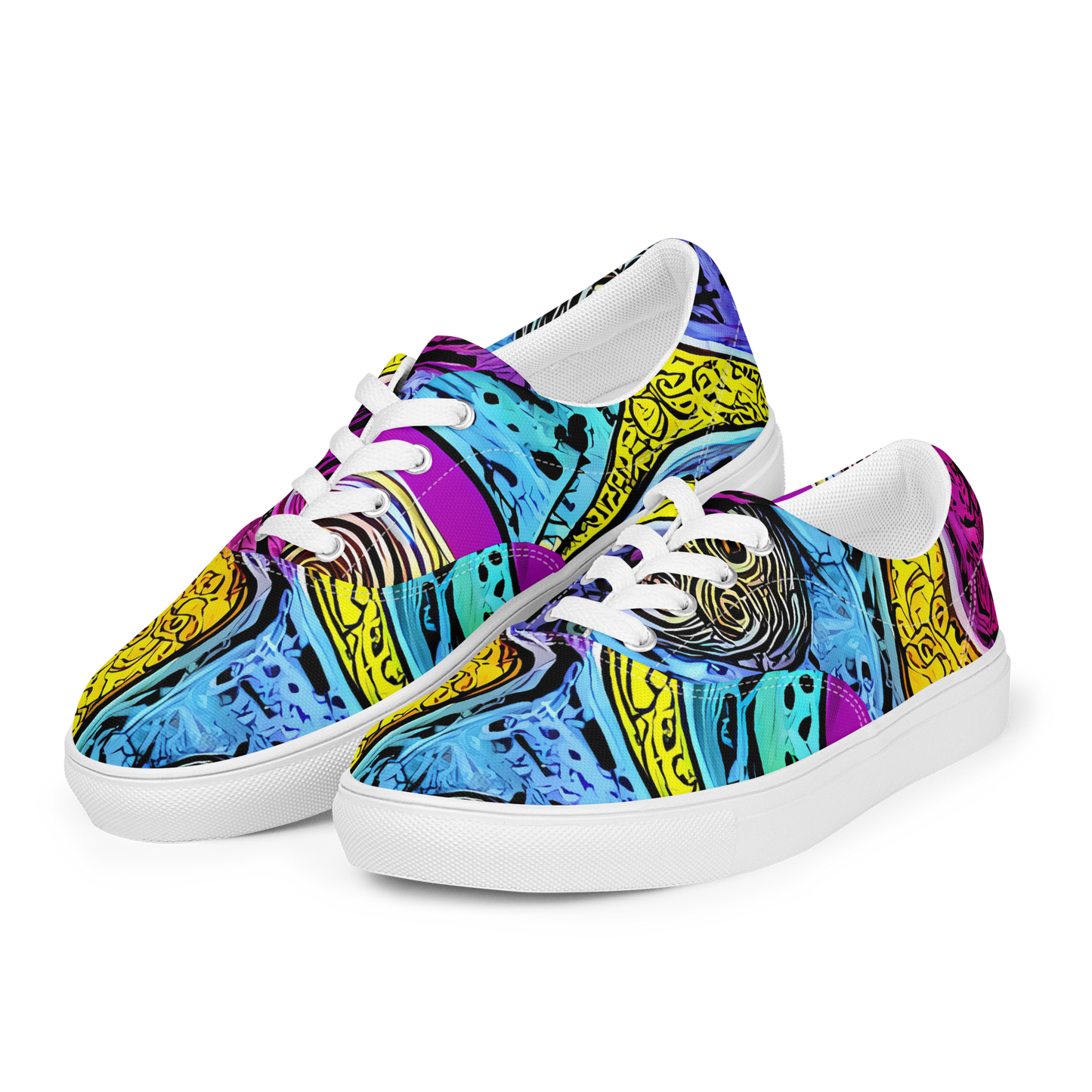 Women's Lace-Up Canvas Shoes - Orbiting Orbs