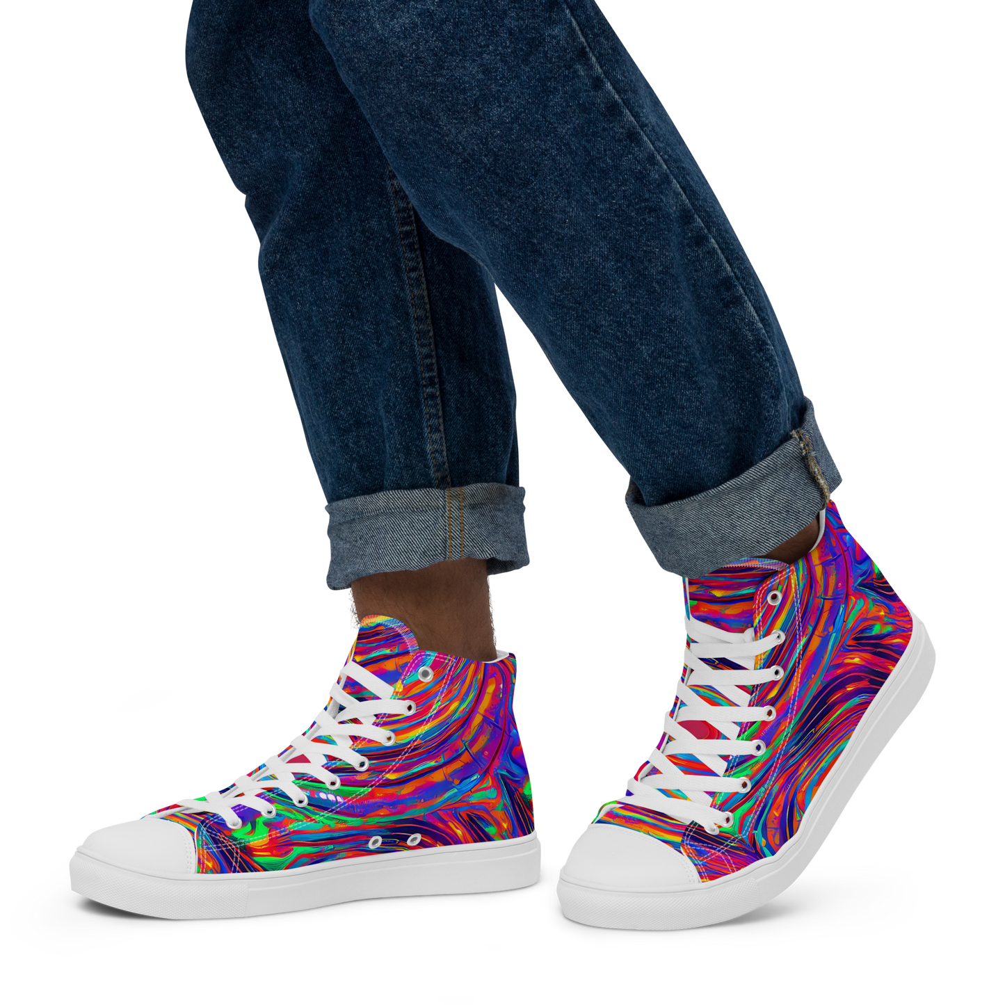 Men's High Top Canvas Shoes - Quantum Spiral