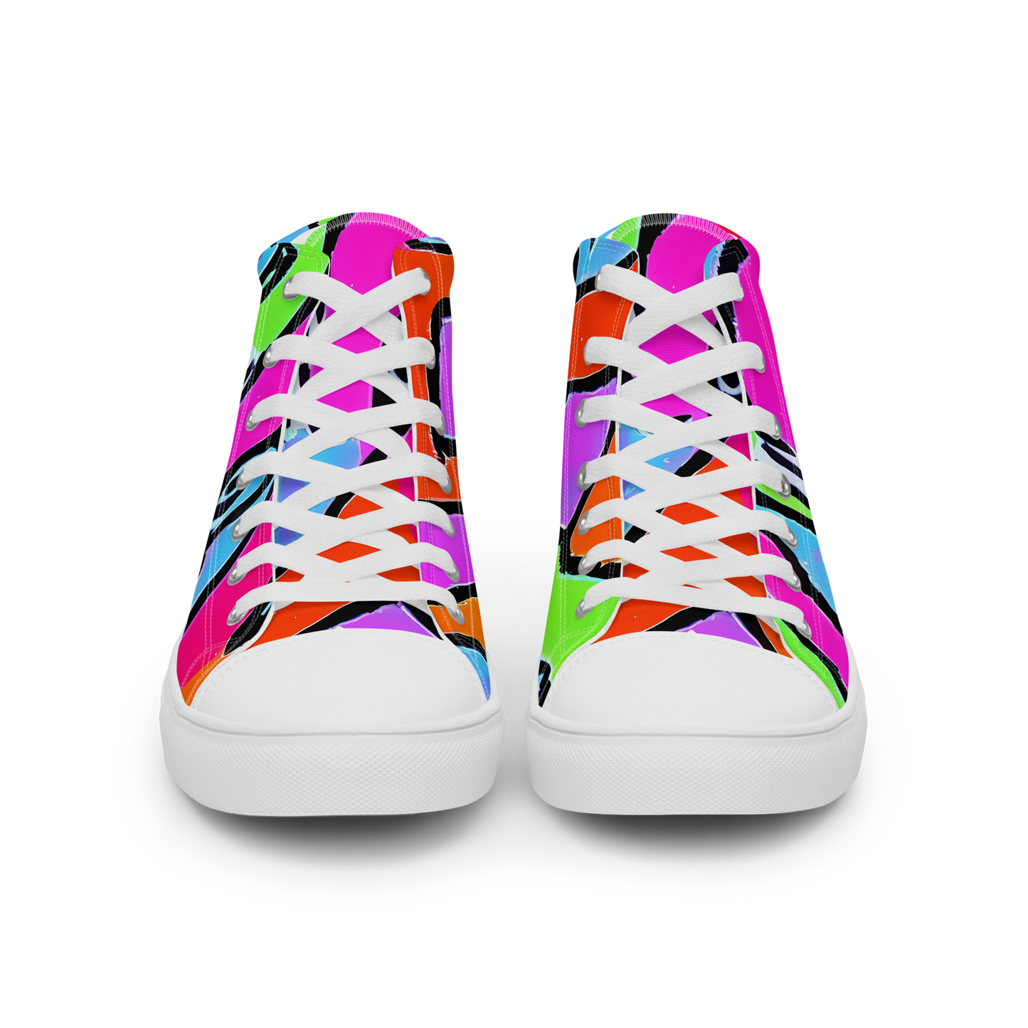 Men's High Top Canvas Shoes - Electric Mosaic