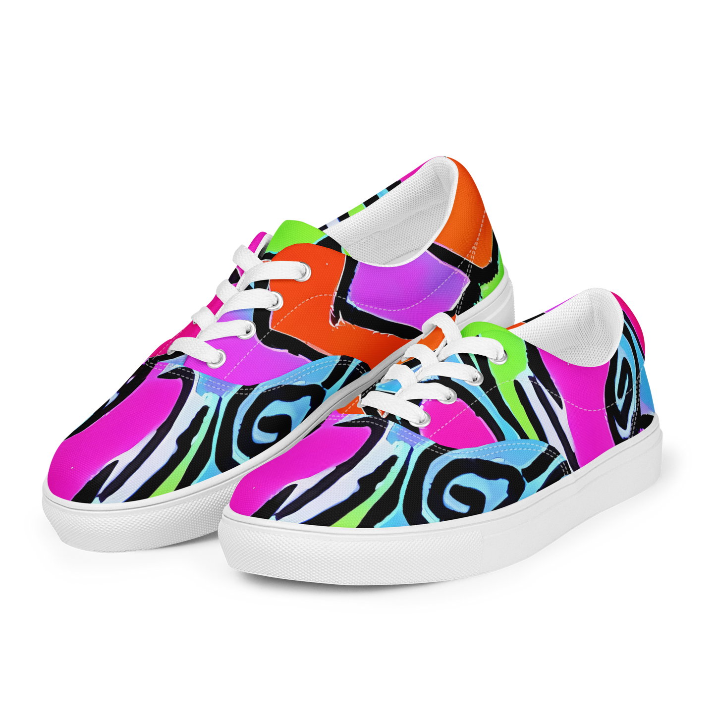 Women's Lace-Up Canvas Shoes - Electric Mosaic