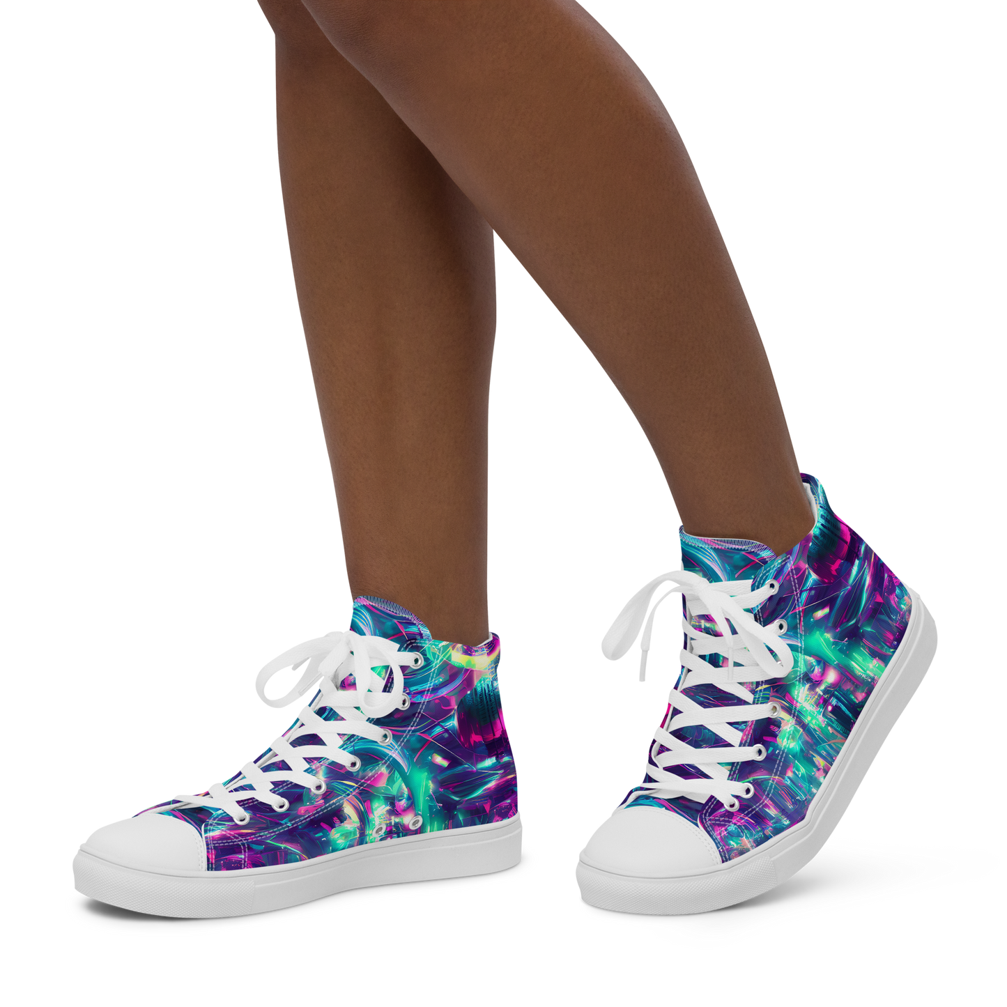 Women's High Top Canvas Shoes - Synthwave Surge