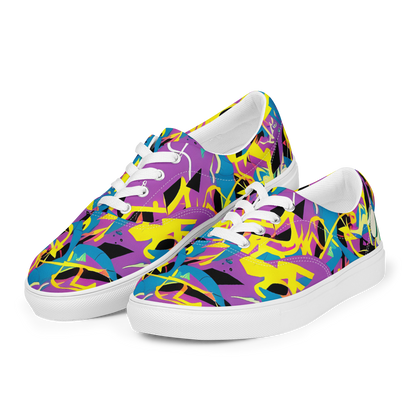 Women's Lace-Up Canvas Shoes - Galactic Sprawl