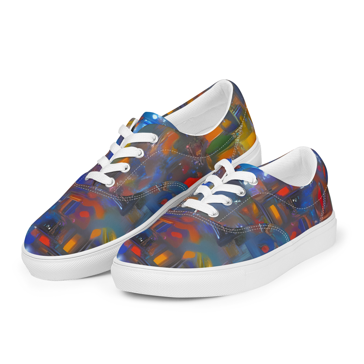 Women's Lace-Up Canvas Shoes - Abstract Conflux