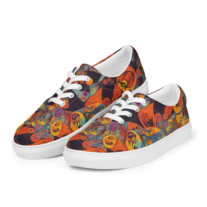 Women's Lace-Up Canvas Shoes - Galactic Faces