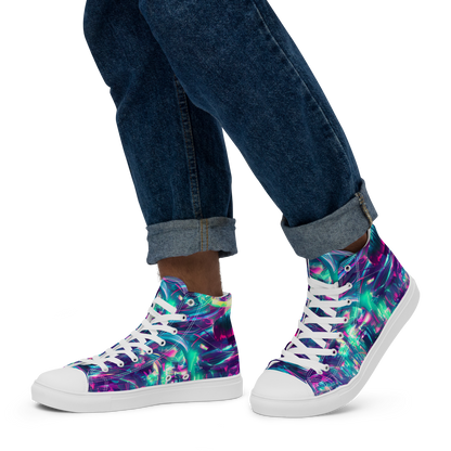 Men's High Top Canvas Shoes - Synthwave Surge