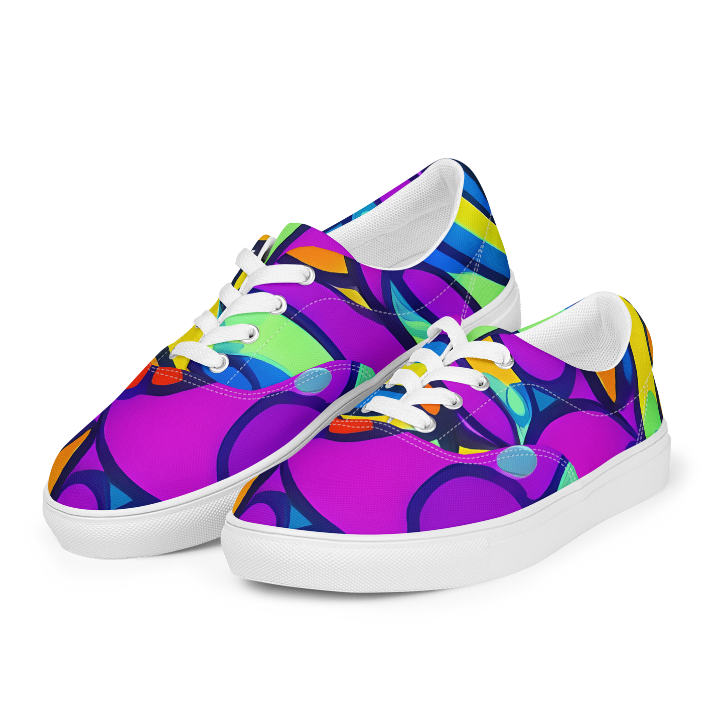 Women's Lace-Up Canvas Shoes - Kaleido Fish