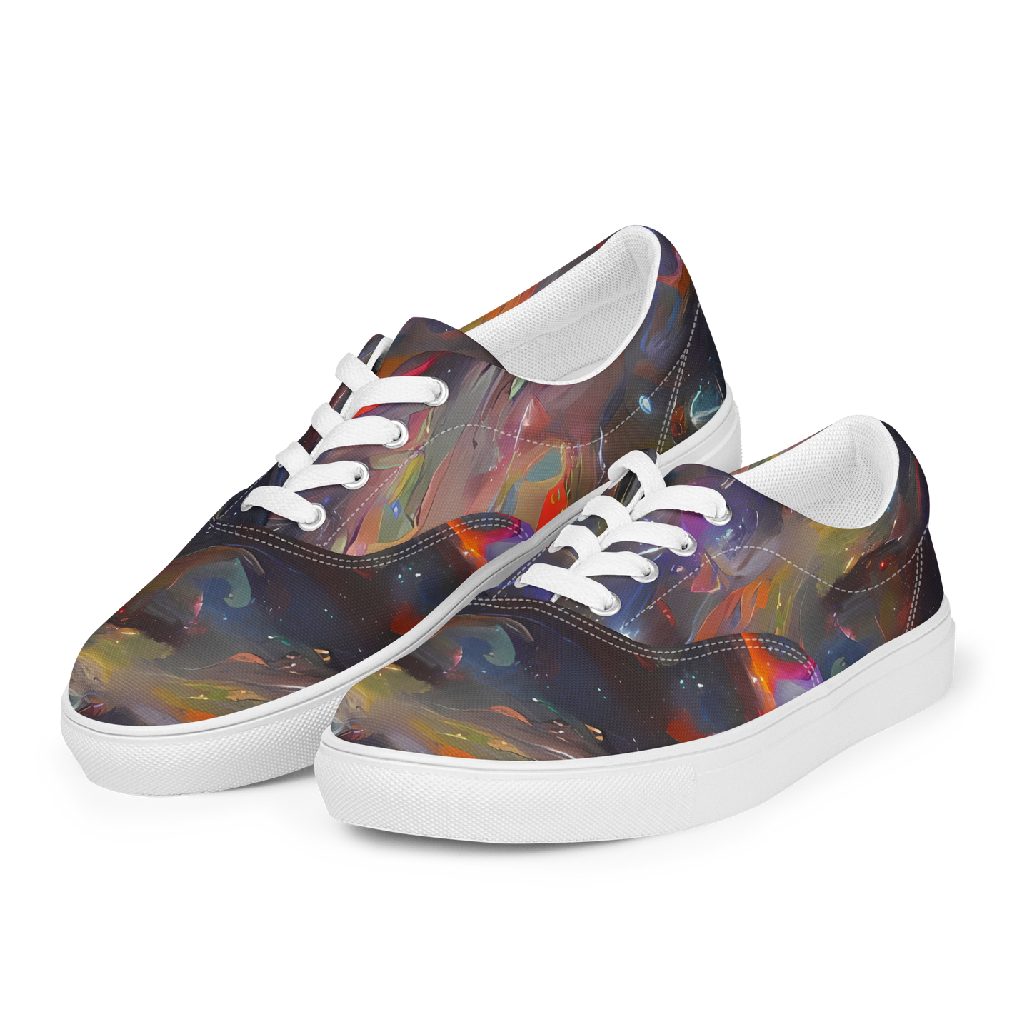 Women's Lace-Up Canvas Shoes - Chromatic Flux