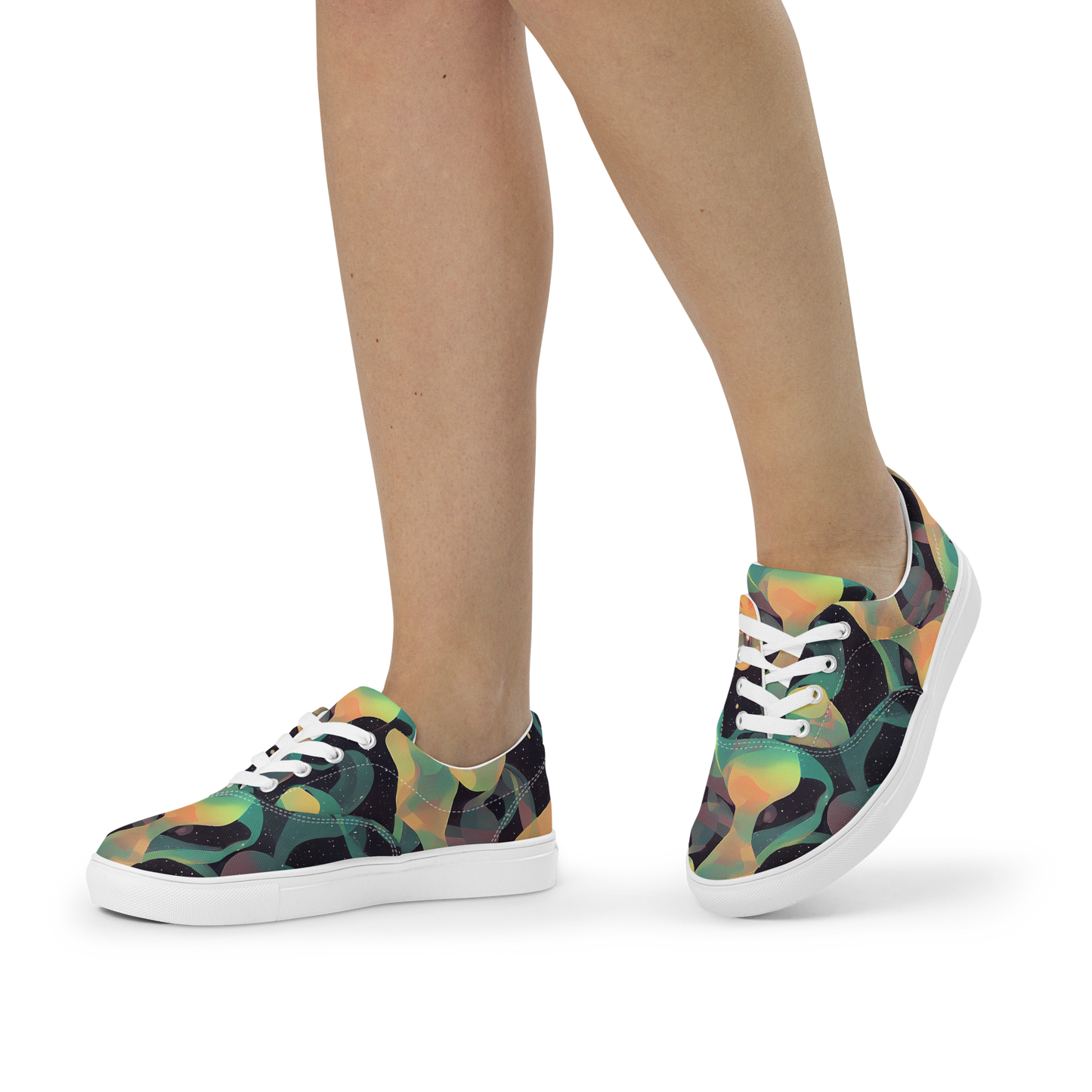 Women's Lace-Up Canvas Shoes - Astral Rhythms