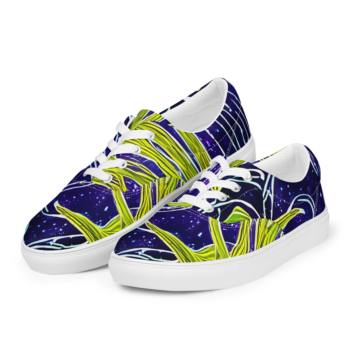 Women's Lace-Up Canvas Shoes - Celestial Scribbles