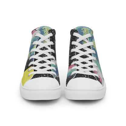 Men's High Top Canvas Shoes - Lunar Waves