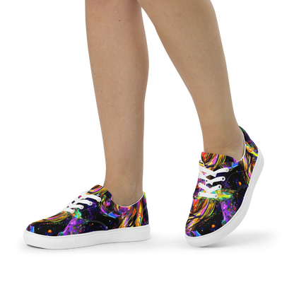 Women's Lace-Up Canvas Shoes - Galactic Flamenco