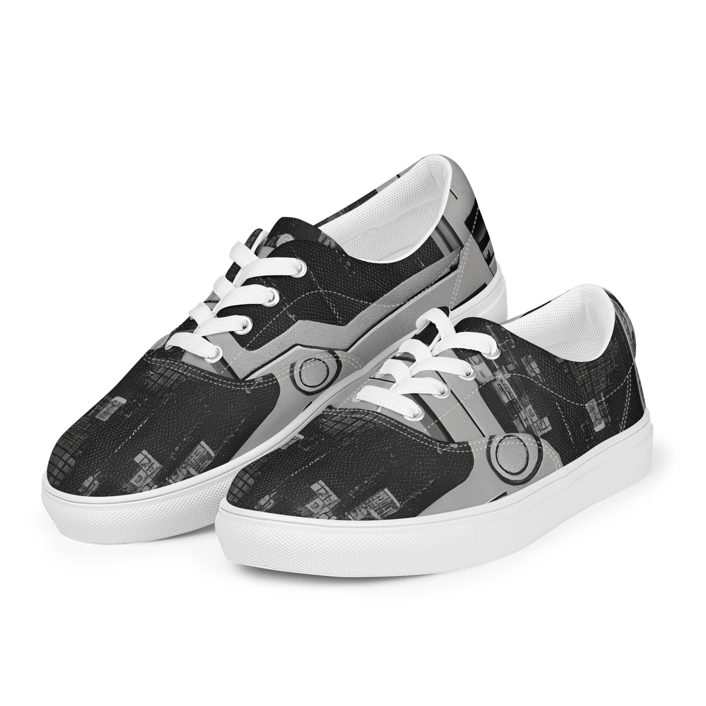 Women's Lace-Up Canvas Shoes - Concrete Harmony