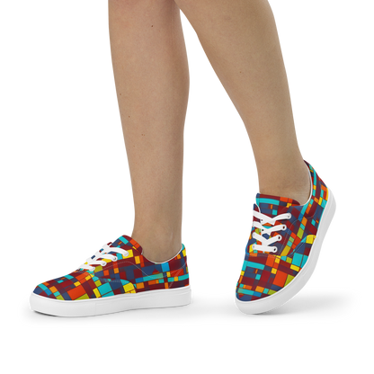 Women's Lace-Up Canvas Shoes - Astral Grid