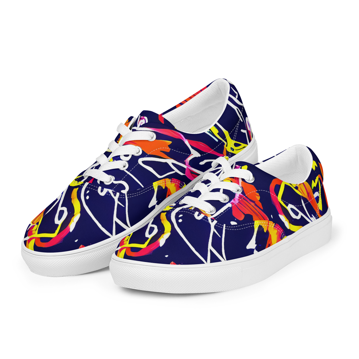 Women's Lace-Up Canvas Shoes - Neon Currents