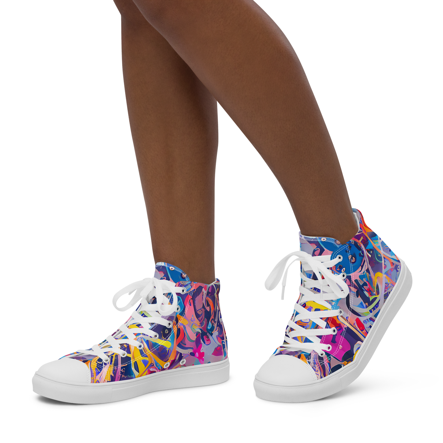 Women's High Top Canvas Shoes - Vibrant Fusion