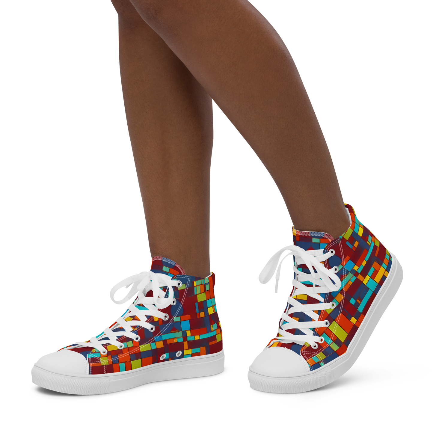 Women's High Top Canvas Shoes - Astral Grid