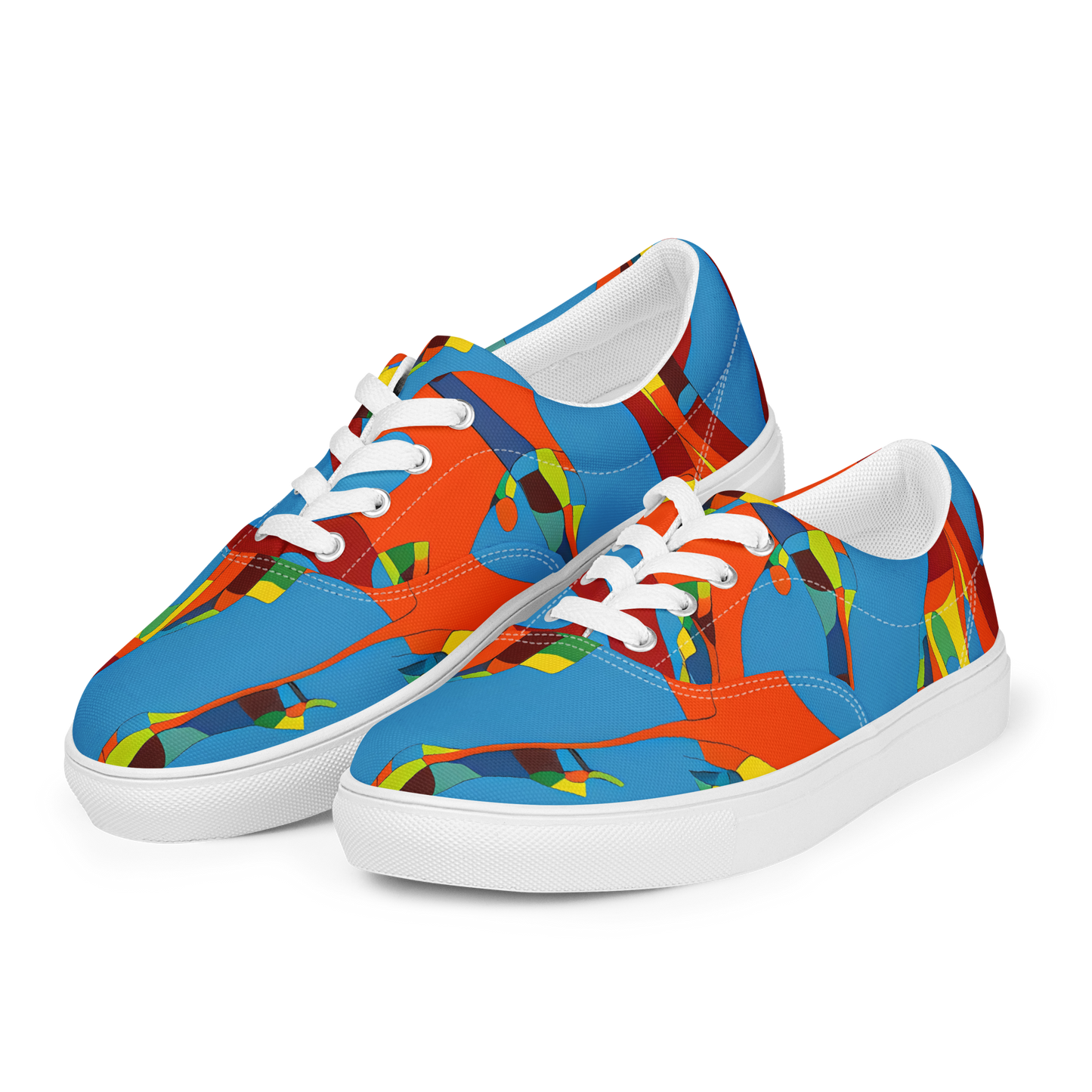 Men's Lace-Up Canvas Shoes - Fire Ocean Fusion