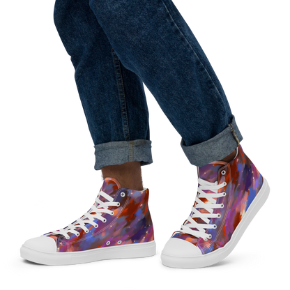 Men's High Top Canvas Shoes - Celestial Brushstroke