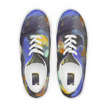Women's Lace-Up Canvas Shoes - Psychedelic Planets