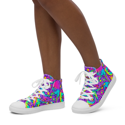 Women's High Top Canvas Shoes - Neon Galaxy Whirl