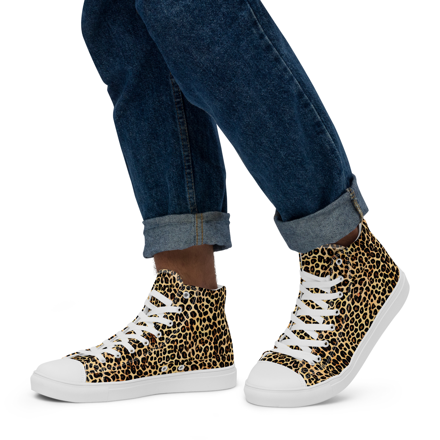 Men's High Top Canvas Shoes - Cheetah Mosaic