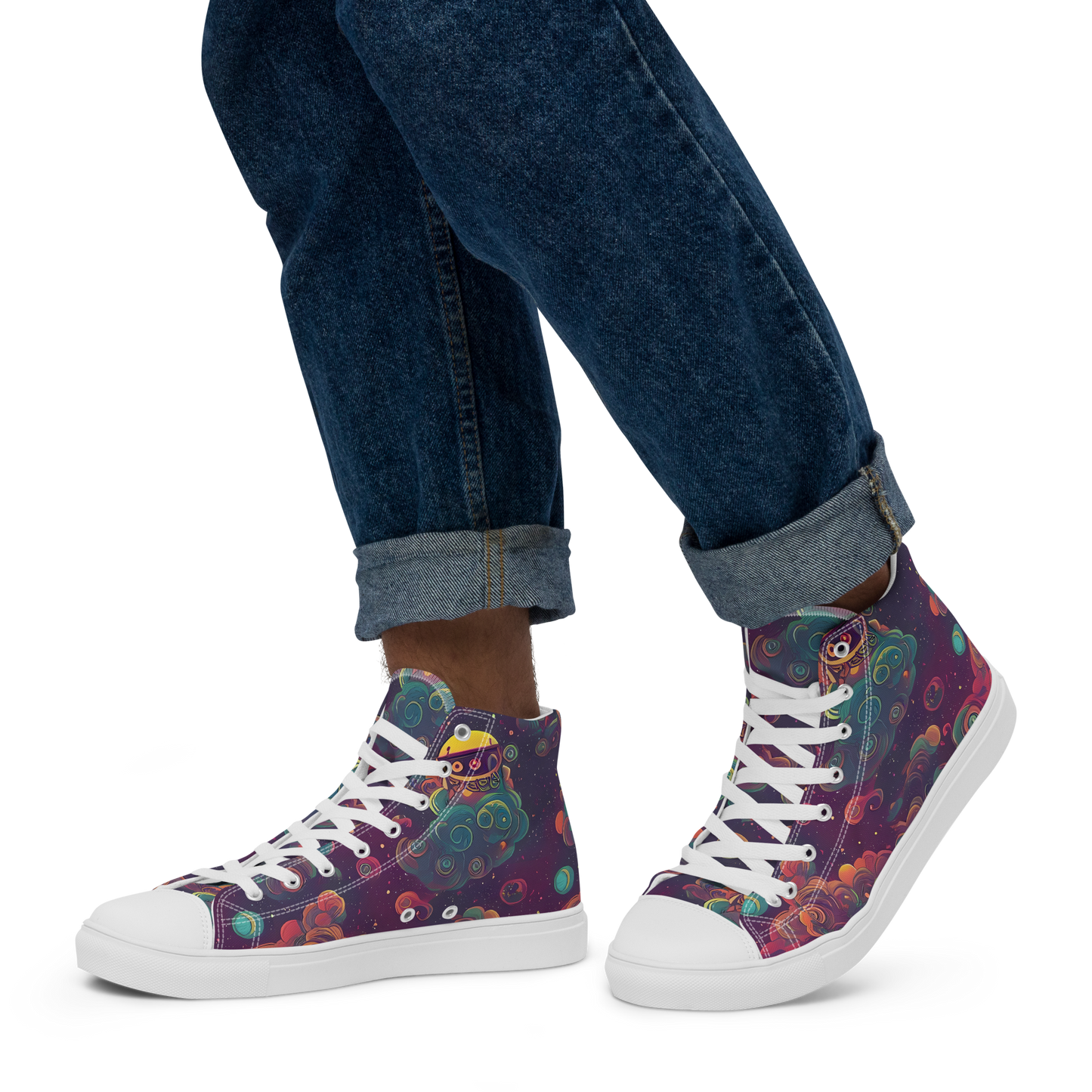 Men's High Top Canvas Shoes - Nebula Dreamscape