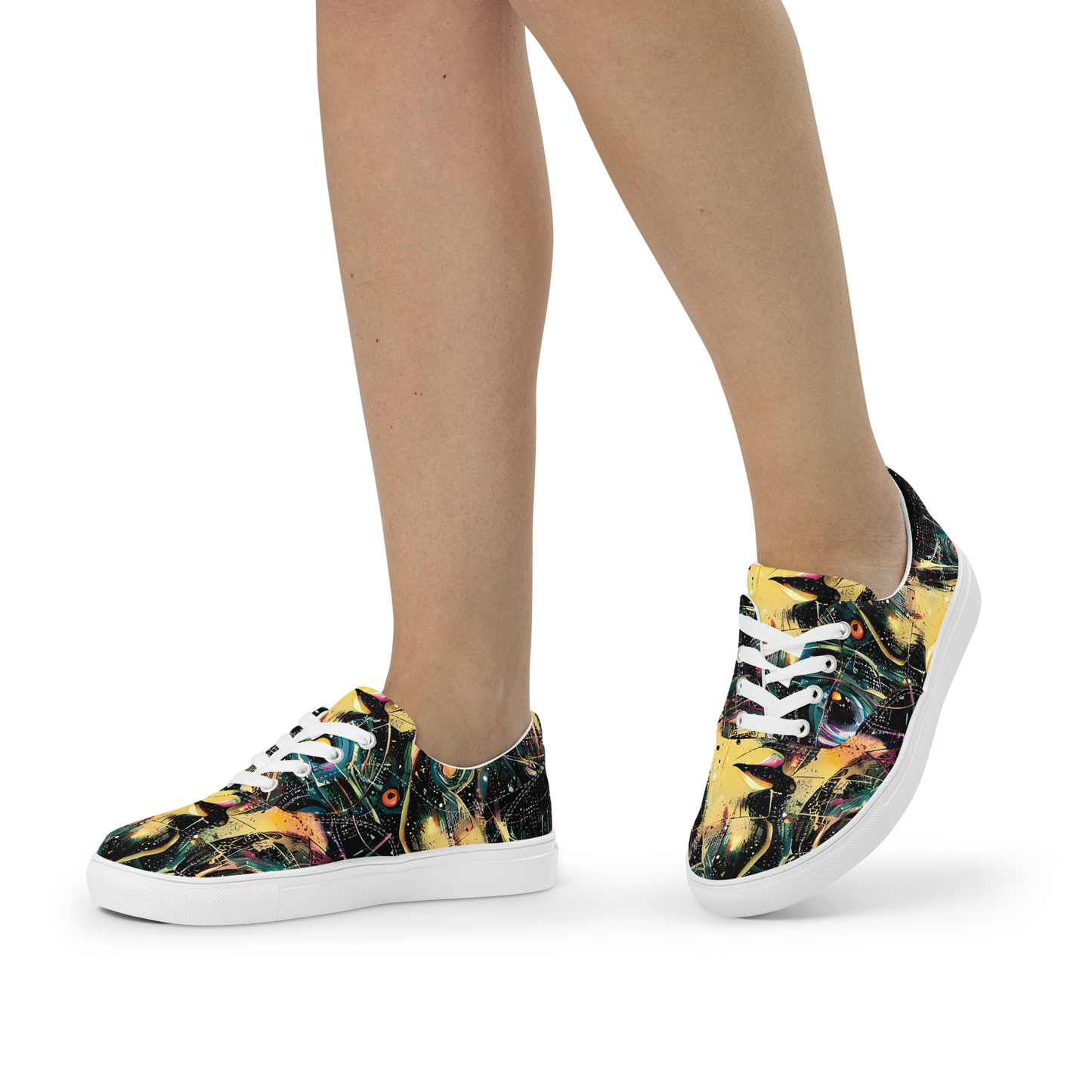 Women's Lace-Up Canvas Shoes - Celestial Echoes