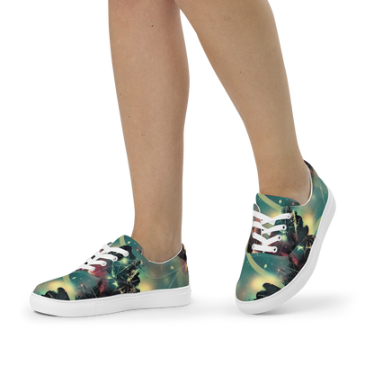 Women's Lace-Up Canvas Shoes - Galactic Serpent