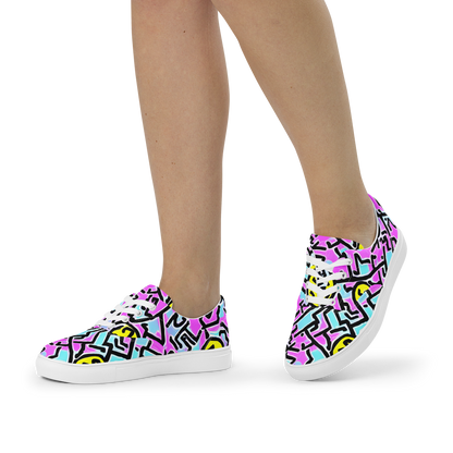 Women's Lace-Up Canvas Shoes - Punk Doodles