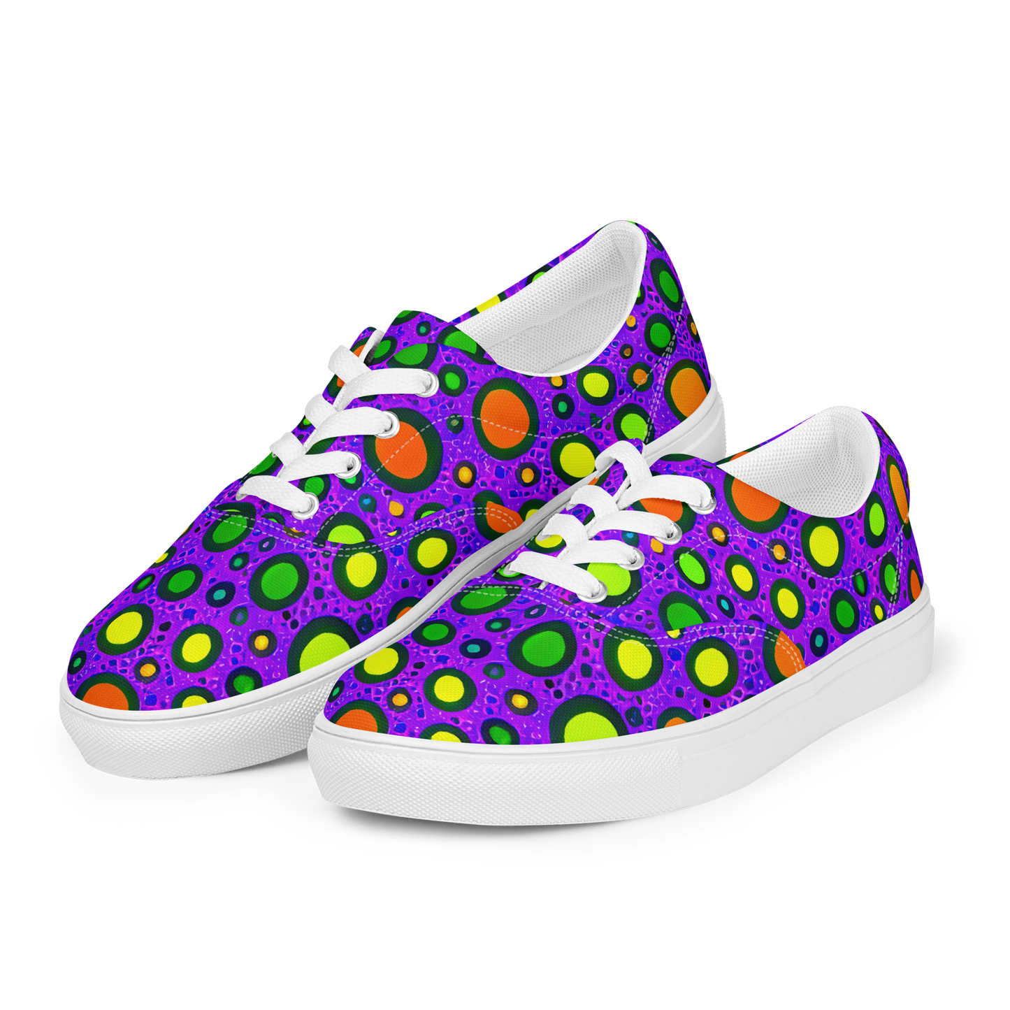 Women's Lace-Up Canvas Shoes - Luminous Bubbles